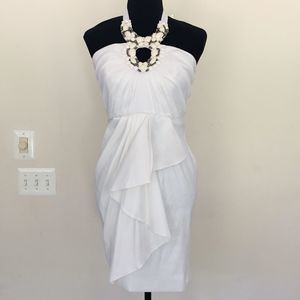 Badgley Mischka Halter Beaded White Cocktail Dress
